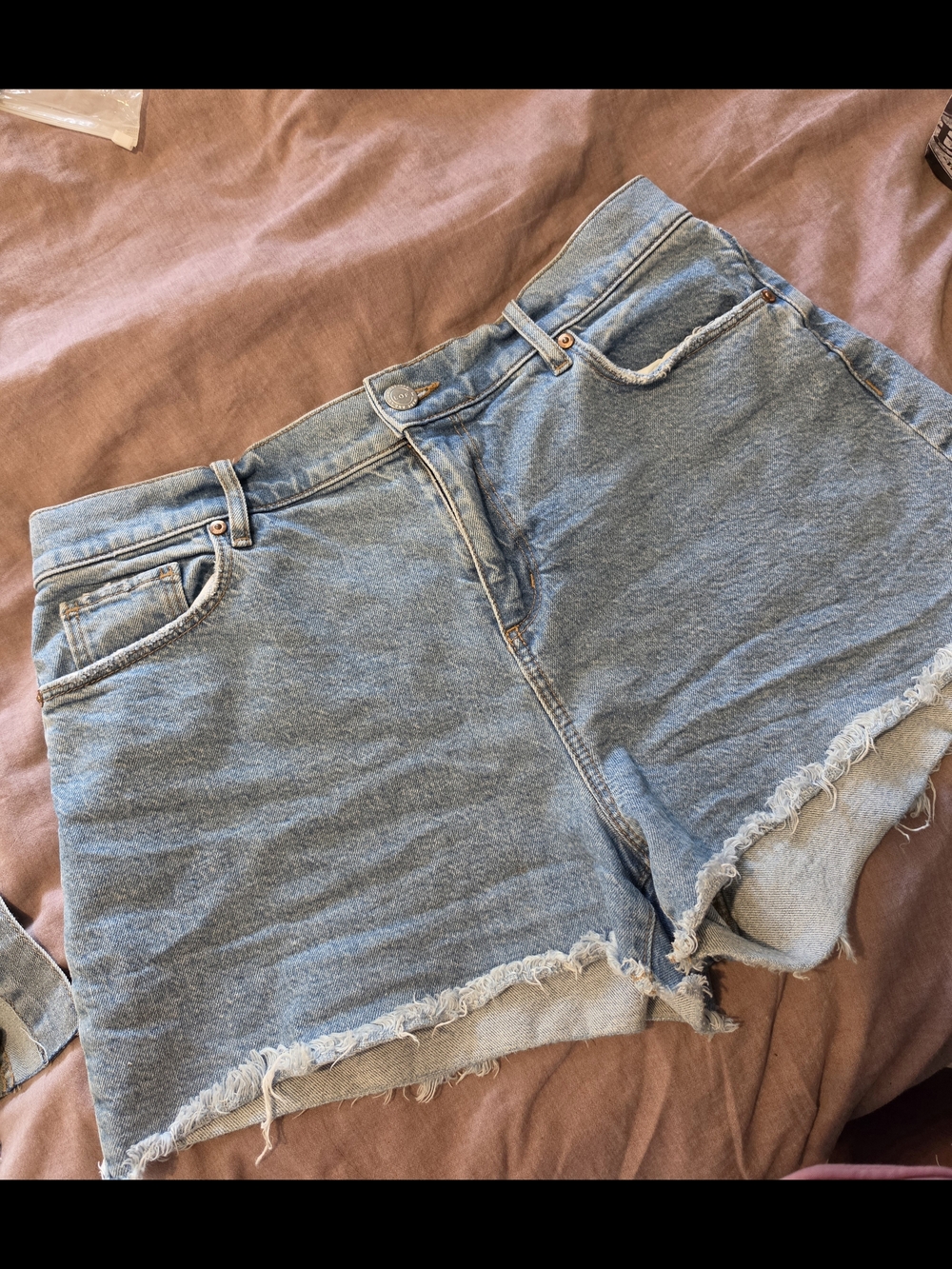 LOFT Light Blue Denim Frayed Hem Shorts